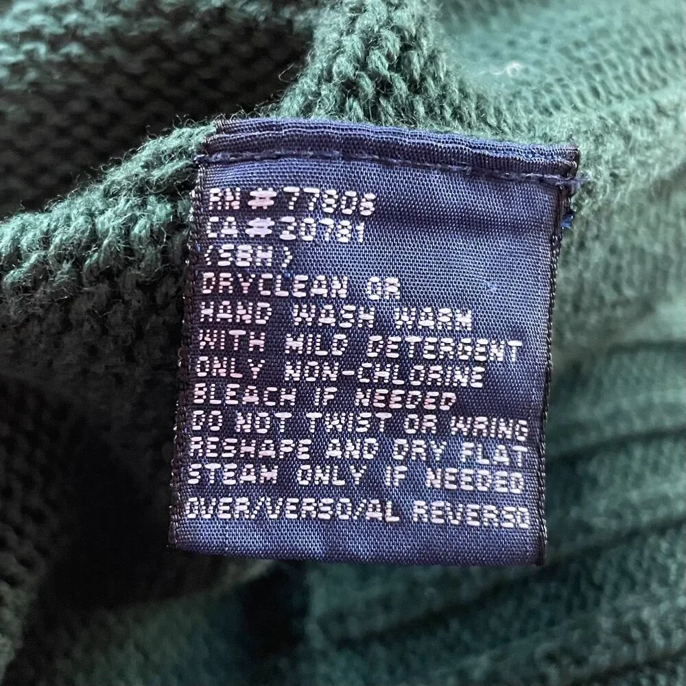 Vintage Tommy Hilfiger V-Neck Sweater Forest Green 100% Cotton Size XL
